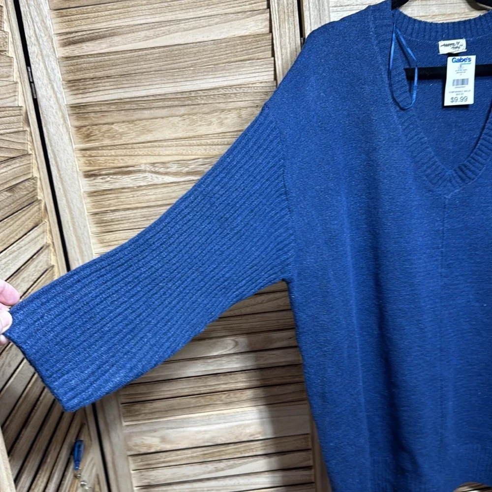 Terra & Sky Women's Deep Blue V-Neck Sweater New With Tags Size 3X
